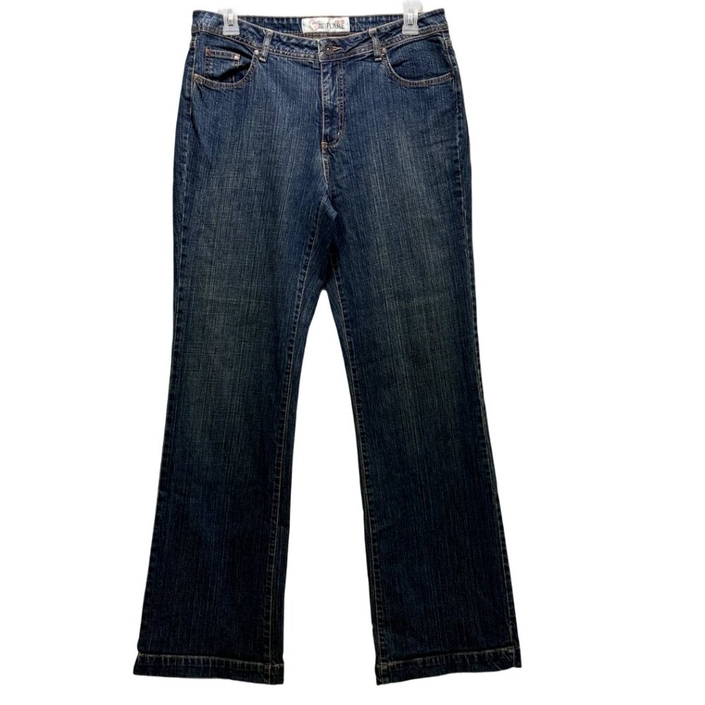 Women Blue Stretch Flare Jeans Size 16 Tall